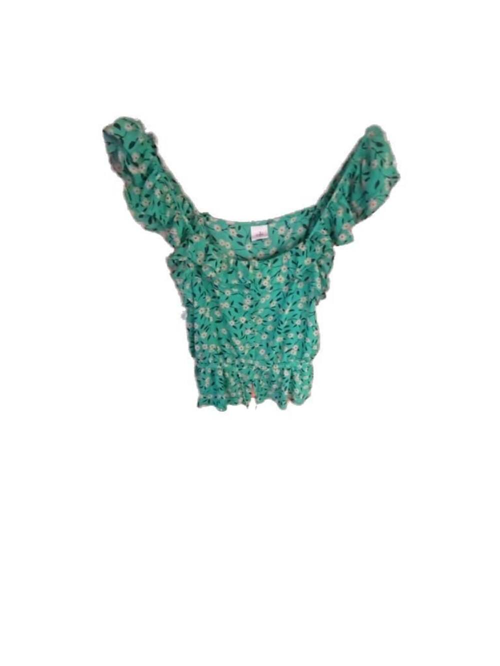 Cabi Style 5809 Festival Green Floral Ruffle Tank Top